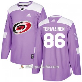 Män Ishockey Carolina Hurricanes Tröja Teuvo Teravainen 86 Adidas 2017-2018 Lila Fights Cancer Practice Authentic